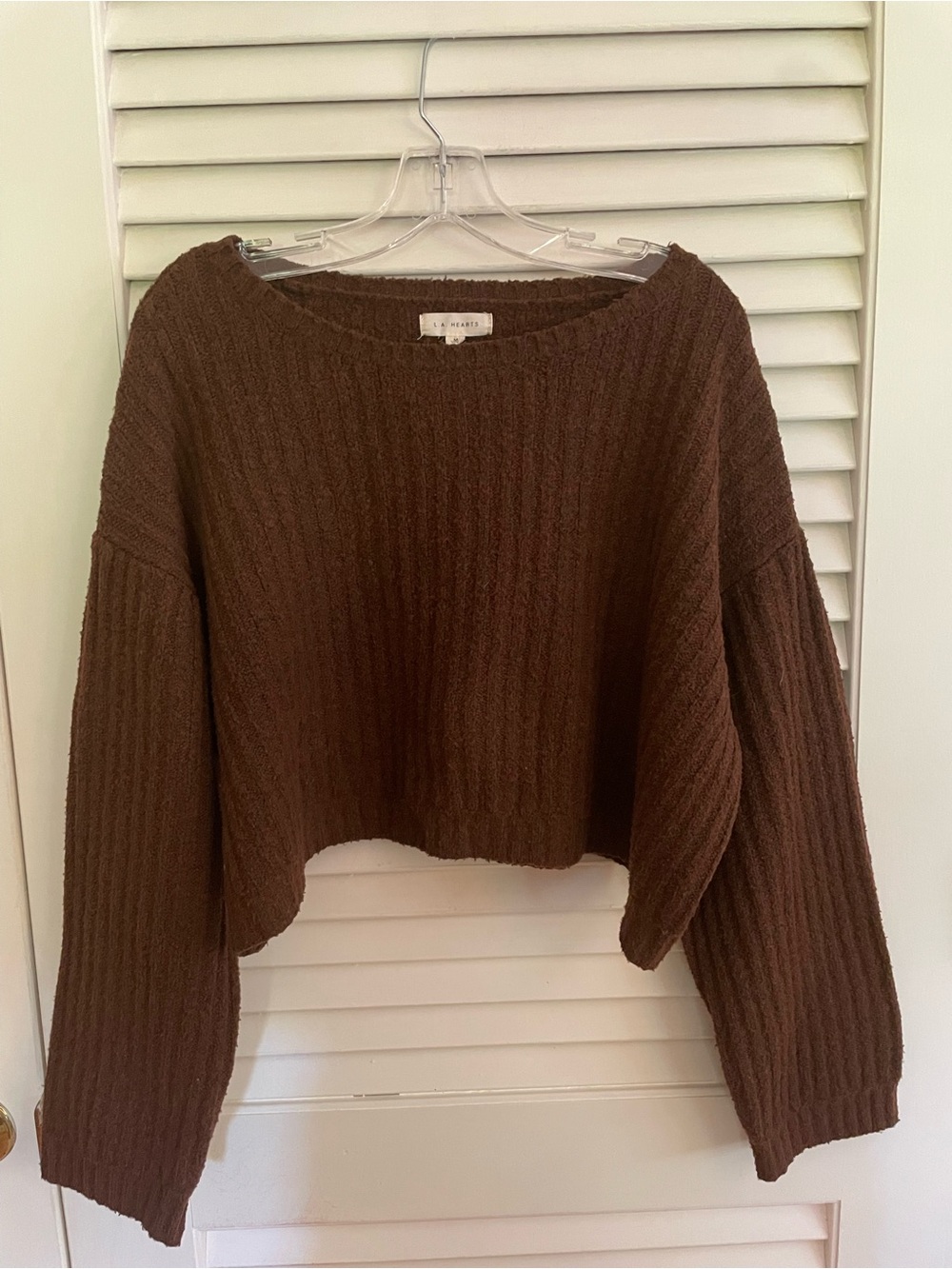 Cozy Cropped Ribbed Sweater - Brown L.A. Hearts